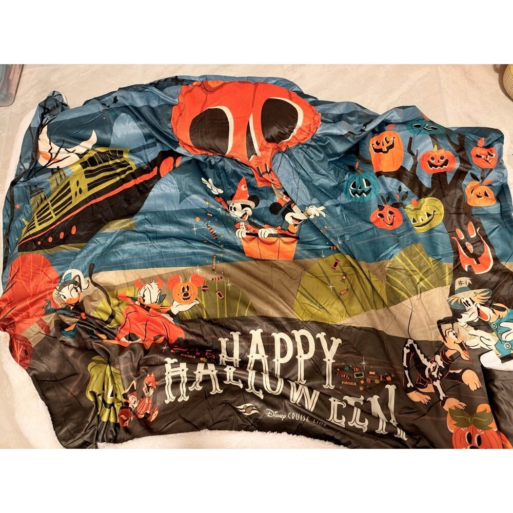 Disney Cruise Lines Halloween On The High Seas State Room Blanket DCL Pumpkin